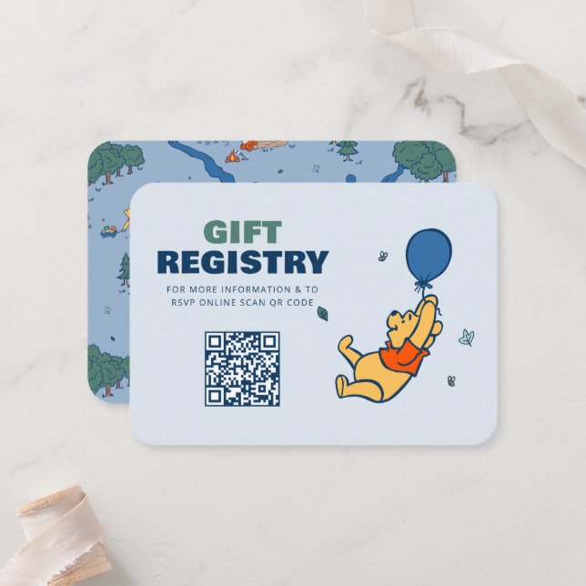 Winnie the Pooh Baby Shower Gift Registry Place Card (Front/Back In Situ)