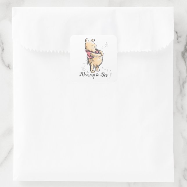 Winnie the Pooh Baby Shower | Mommy to Bee Square Sticker (Bag)