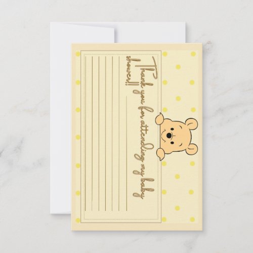 Winnie The Pooh Baby Shower Thank You Card