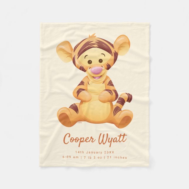 Winnie the Pooh - Baby Tigger | Birth Stats Fleece Blanket (Front)