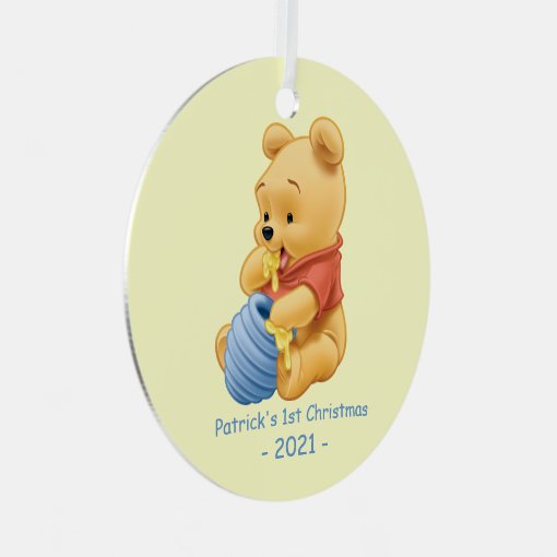 Winnie the Pooh Baby's First Christmas Metal Ornament Zazzle