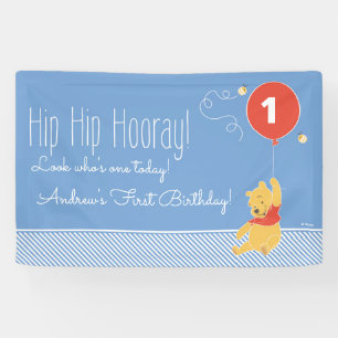 Winnie the Pooh Balloon Boy - First Birthday Ban Banner