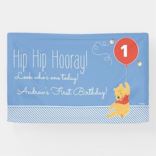 Winnie the Pooh Balloon  Boy _ First Birthday Ban Banner