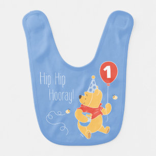Winnie the Pooh Balloon   Boy - First Birthday Bib
