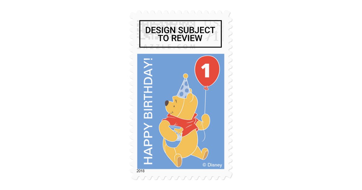 Winnie The Pooh Balloon Boy First Birthday Postage Zazzle Com