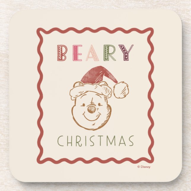Winnie the Pooh | Beary Christmas Beverage Coaster (Front)