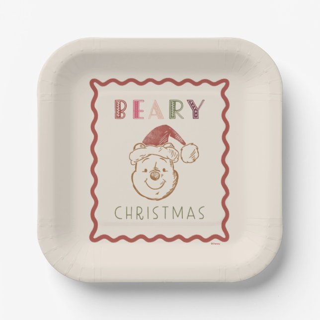 Winnie the Pooh | Beary Christmas Paper Plates (Front)