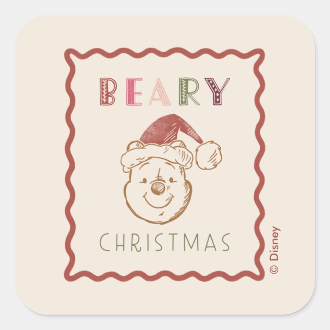 Winnie the Pooh | Beary Christmas Square Sticker (Front)