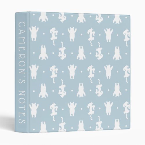 Winnie the Pooh  Blue Pastel Polka Dot Pattern 3 Ring Binder