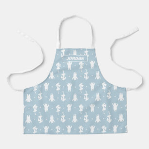 Winnie the Pooh Blue Pastel Polka Dot Pattern Apron