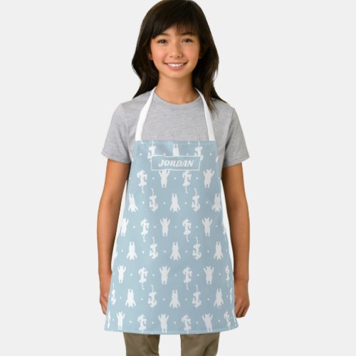 Winnie the Pooh  Blue Pastel Polka Dot Pattern Apron