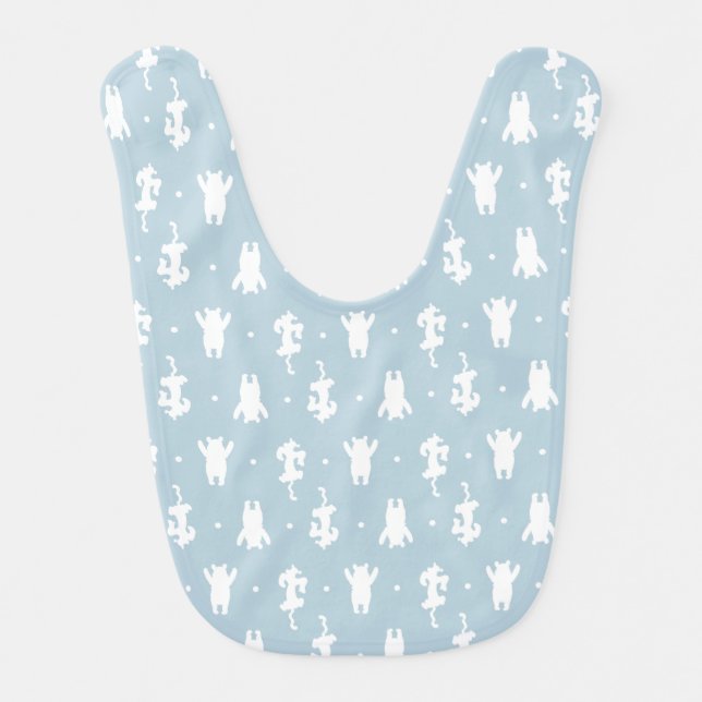 Winnie the Pooh | Blue Pastel Polka Dot Pattern Baby Bib (Front)