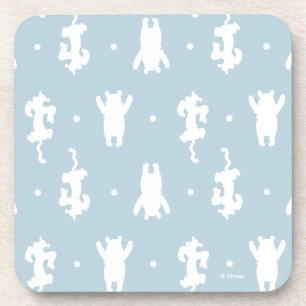 Winnie the Pooh   Blue Pastel Polka Dot Pattern Beverage Coaster