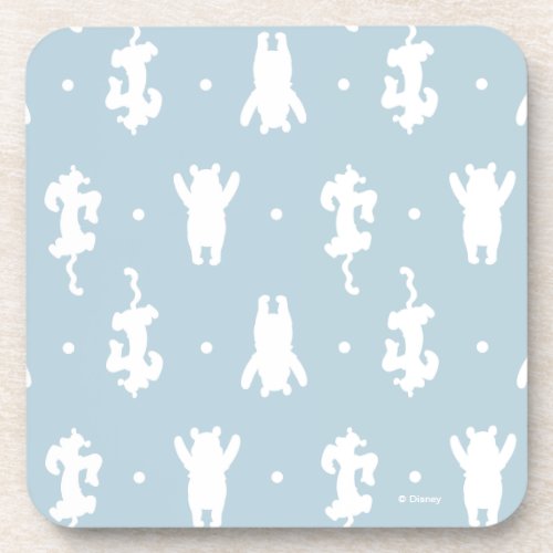 Winnie the Pooh  Blue Pastel Polka Dot Pattern Beverage Coaster