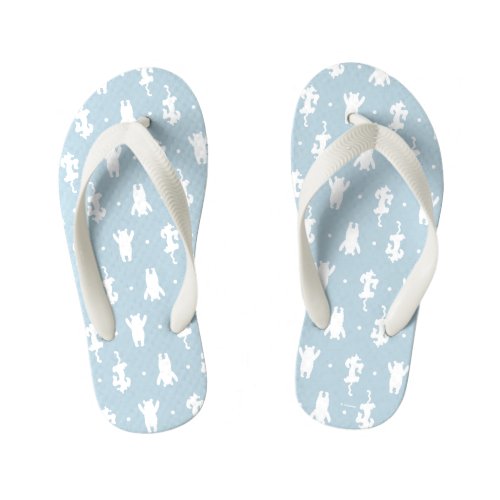 Winnie the Pooh  Blue Pastel Polka Dot Pattern Kids Flip Flops