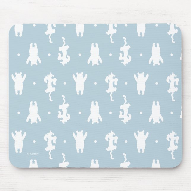 Winnie the Pooh | Blue Pastel Polka Dot Pattern Mouse Pad (Front)