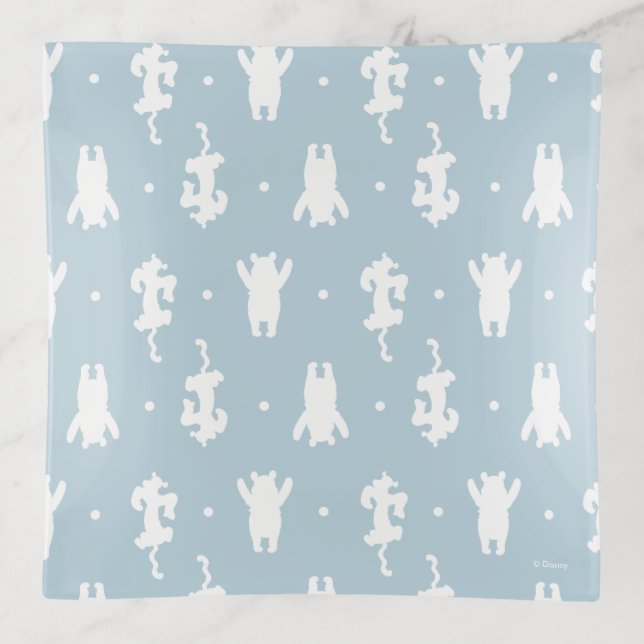 Winnie the Pooh | Blue Pastel Polka Dot Pattern Trinket Tray (Front)