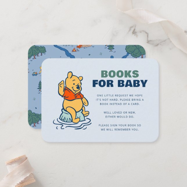 Winnie the Pooh Books for Baby Shower Place Card (Front/Back In Situ)
