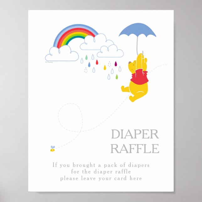 Winnie the Pooh | Boy Baby Shower Diaper Raffle Poster (Front)