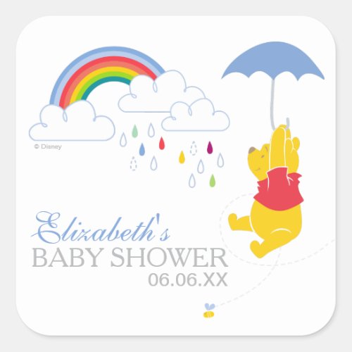 Winnie the Pooh  Boy Baby Shower Square Sticker