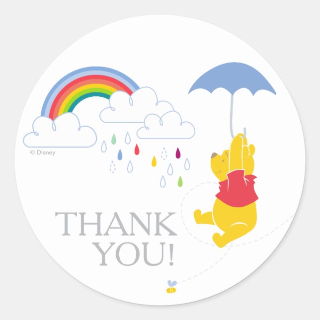 Winnie the Pooh | Boy Baby Shower Thank You Classic Round Sticker (Front)
