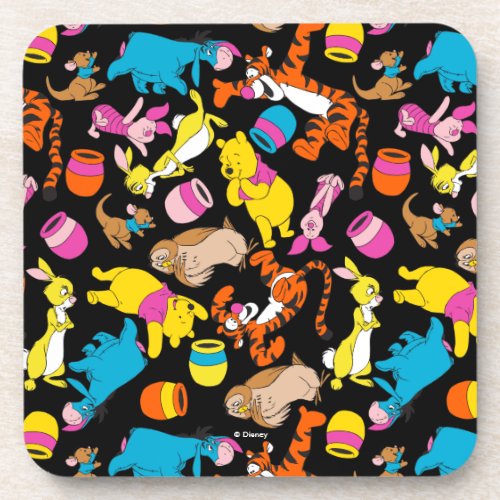 Winnie the Pooh  Bright Friends Pattern Beverage Coaster