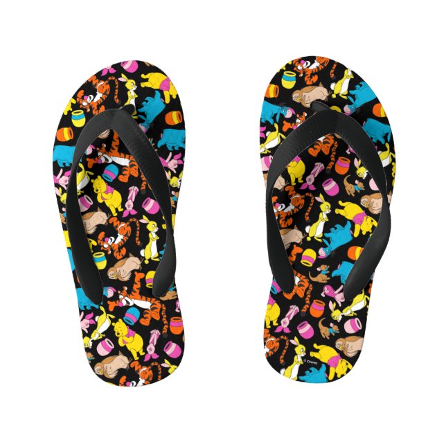 Winnie the Pooh | Bright Friends Pattern Kid's Flip Flops (Footbed)