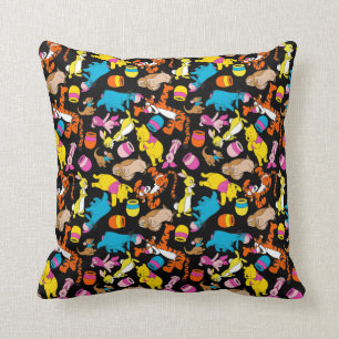 Winnie the Pooh   Bright Friends Pattern Throw Pillow