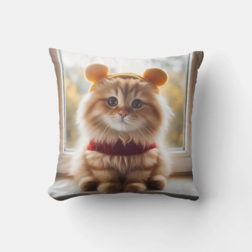 Winnie the Pooh Cat V7 Throw Pillow