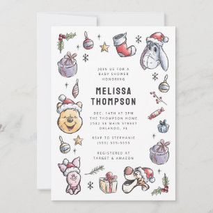 Winnie the Pooh Christmas Baby Shower Invitation