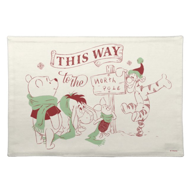 Winnie the Pooh | Christmas Graphic Cloth Placemat (Front)