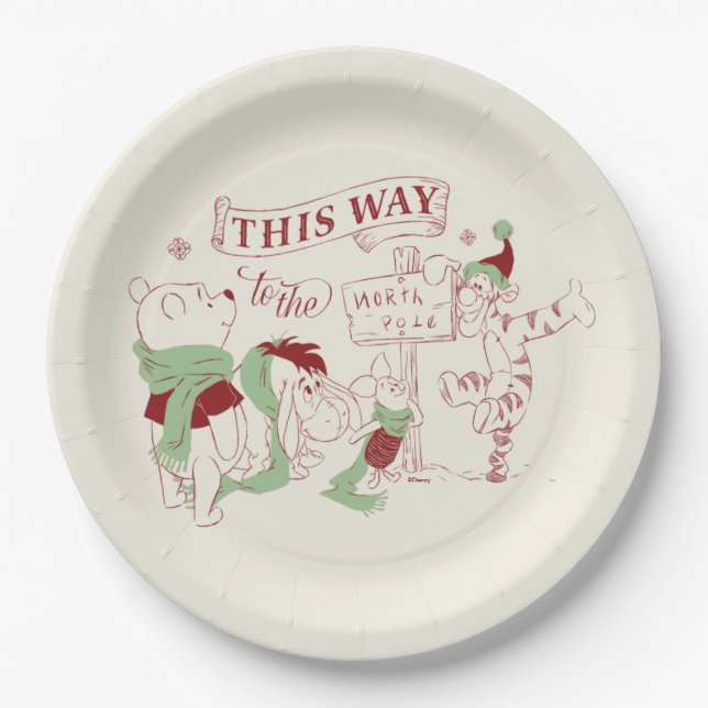 Winnie the Pooh | Christmas Graphic Paper Plates (Front)