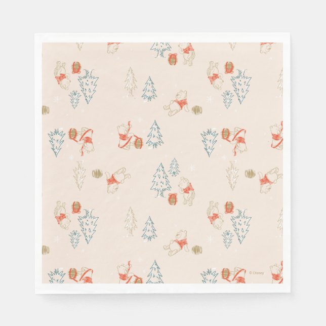 Winnie the Pooh Christmas Honey Pot Pattern Napkins (Front)