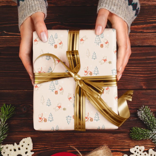 Winnie the Pooh Christmas Honey Pot Pattern Wrapping Paper (Wrapped gift)