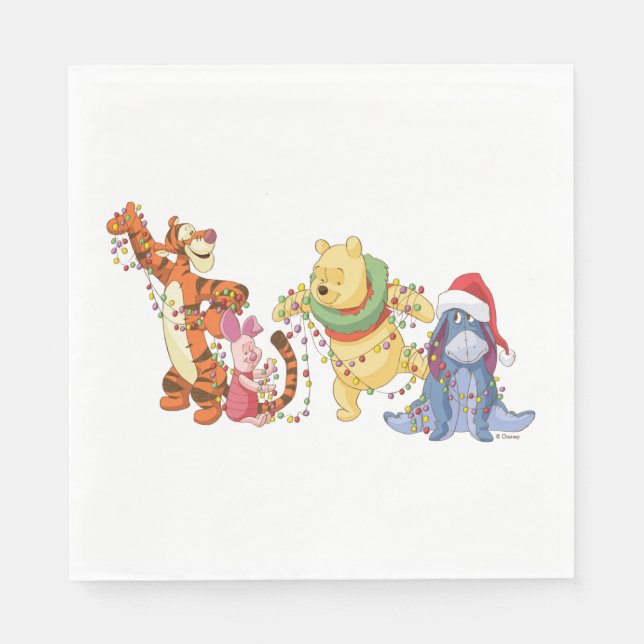 Winnie the Pooh | Christmas Lights Napkins (Front)