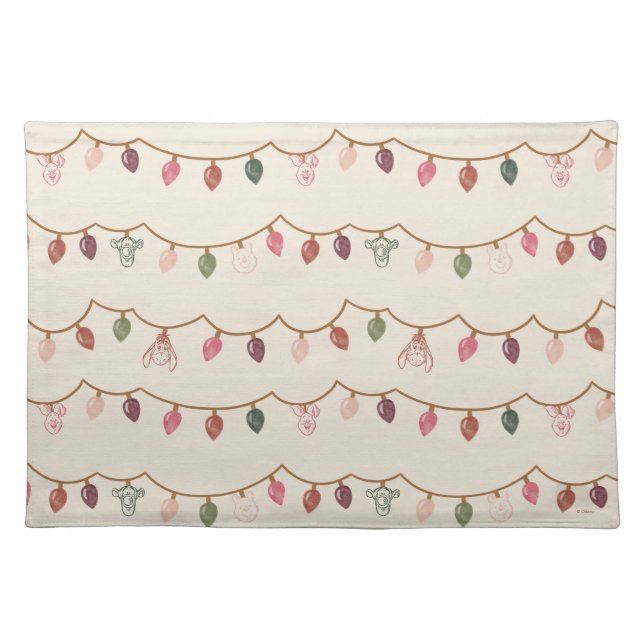 Winnie the Pooh Christmas Lights Pattern Cloth Placemat (Front)
