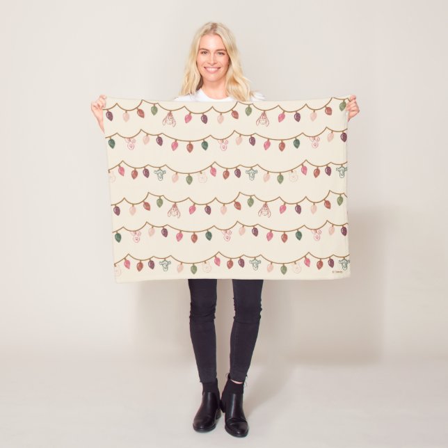 Winnie the Pooh Christmas Lights Pattern Fleece Blanket (In Situ)