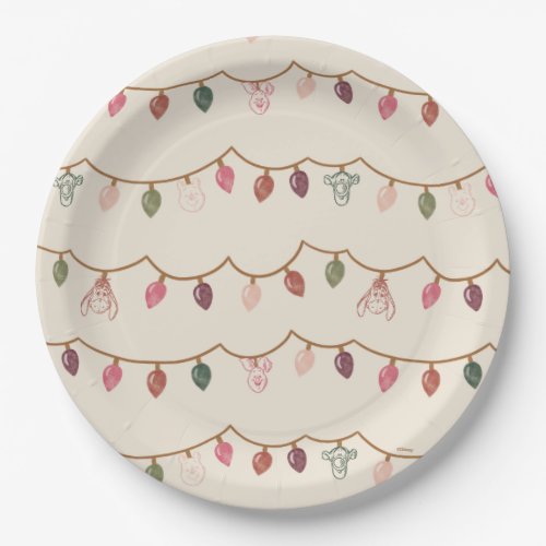 Winnie the Pooh Christmas Lights Pattern Paper Plates