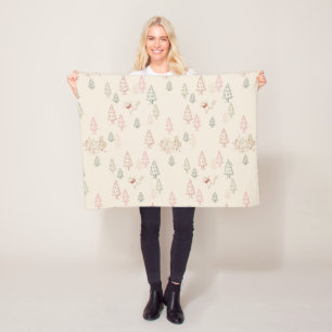 Winnie the Pooh Christmas Tree Pattern Fleece Blanket