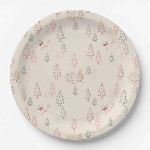 Winnie the Pooh Christmas Tree Pattern Paper Plates