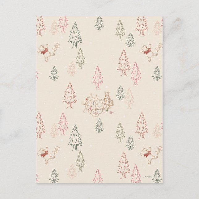 Winnie the Pooh Christmas Tree Pattern Postcard (Front)