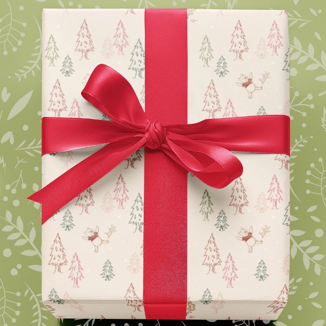 Winnie the Pooh Christmas Tree Pattern Wrapping Paper (Wrapped gift)