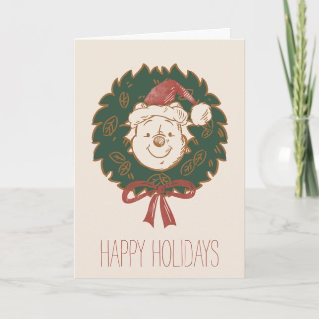Winnie the Pooh Christmas Wreath Card (Front)