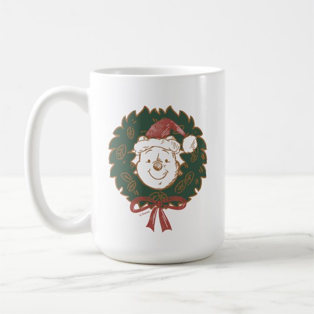 Winnie the Pooh Christmas Wreath Coffee Mug (Left)