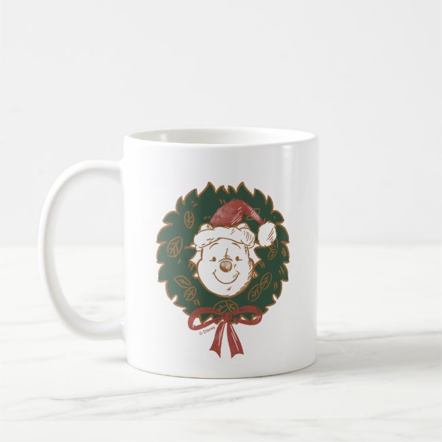 Winnie the Pooh Christmas Wreath Coffee Mug (Left)