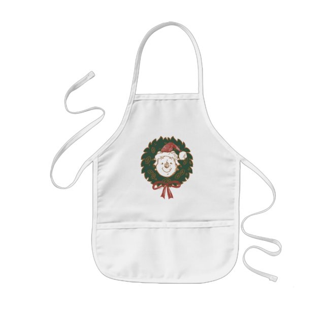 Winnie the Pooh Christmas Wreath Kids' Apron (Front)