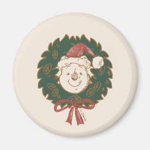 Winnie the Pooh Christmas Wreath Magnet