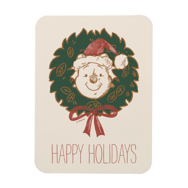Winnie the Pooh Christmas Wreath Magnet (Vertical)