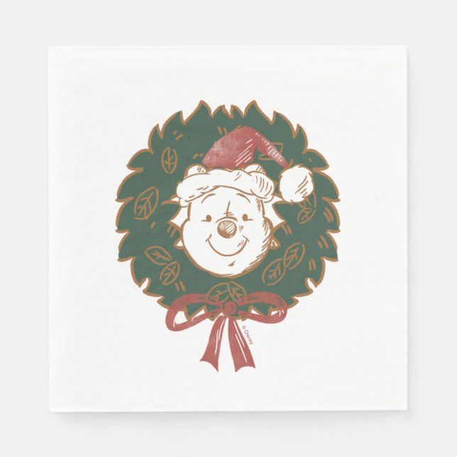 Winnie the Pooh Christmas Wreath Napkins (Front)