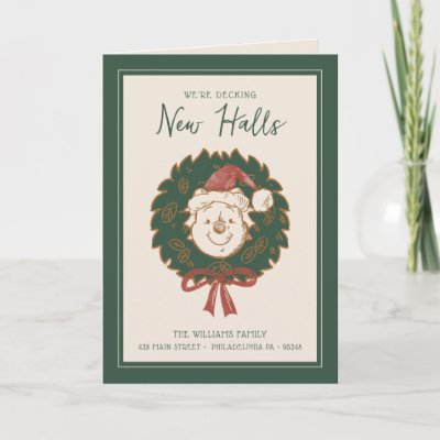 Winnie the Pooh Christmas Wreath | New Address Holiday Card